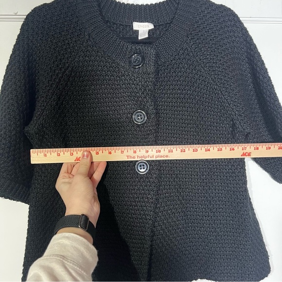 Chico’s Wool Blend Cardigan Knit Black Size 1 / Medium Textured Fall Office - Picture 5 of 9